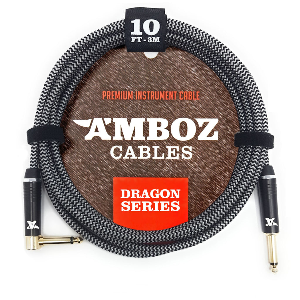 Amboz White Dragon Electric Guitar Cable Angled 