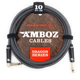 Amboz White Dragon Electric Guitar Cable Angled 